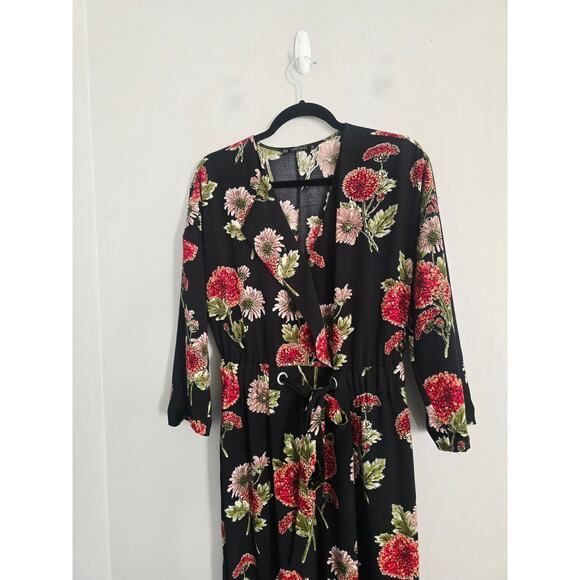 Zara Black Floral Pants Romper S - Picture 6 of 7